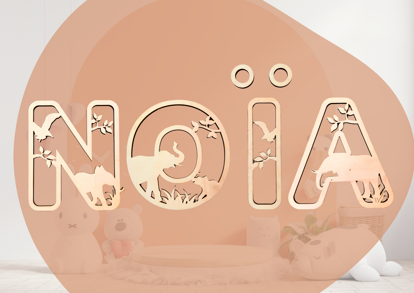 Houten muurletters | Olifant (Prijs per letter)