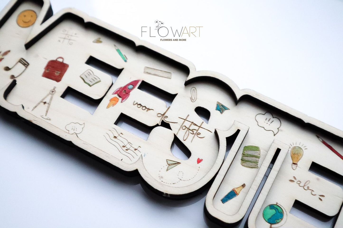 3D Houten naambord 'meester/juf'
