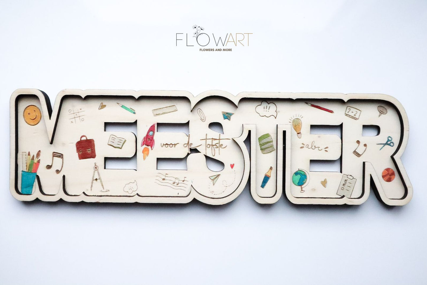 3D Houten naambord 'meester/juf'