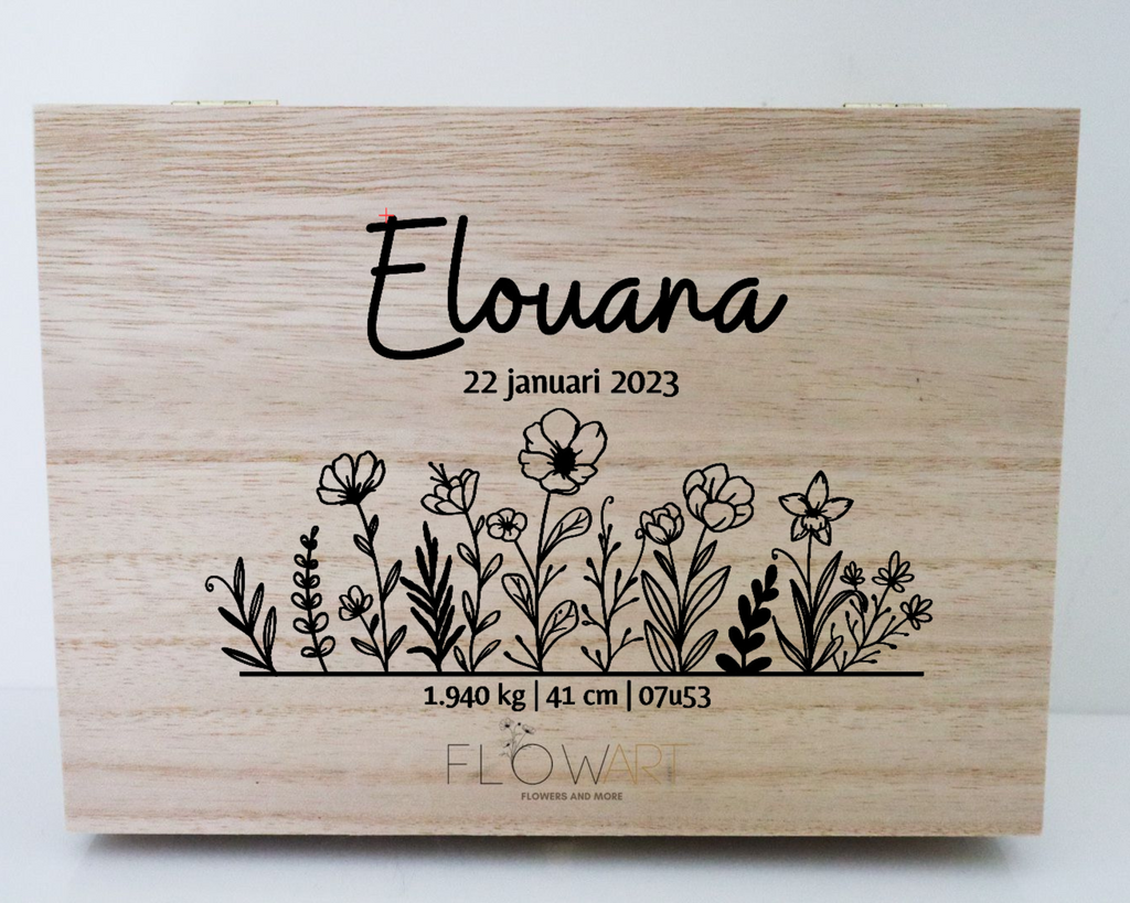 Houten kistje met tekening en/of tekst
